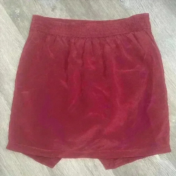 Madewell asymmetric pull-on front wrap skirt burgundy size S - Picture 7 of 8